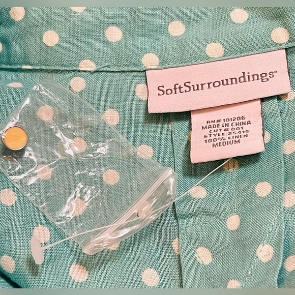 Soft Surroundings 100% Linen Button Front Long Sleeve Blouse - Picture 4 of 4